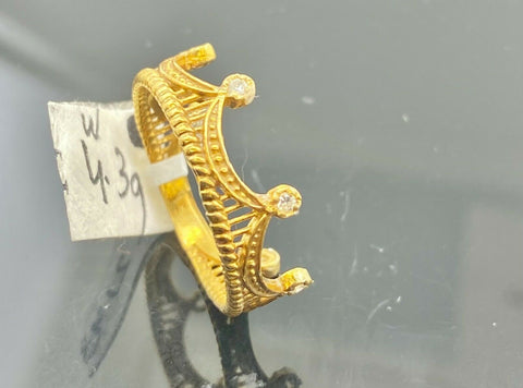 22k Ring Solid Gold ELEGANT Charm Simple Crown Design Ladies Band r2143 - Royal Dubai Jewellers