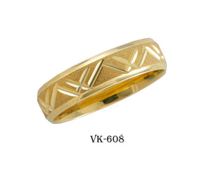 14k Solid Gold Elegant Ladies Modern Machine Finish Flat Band 5mm Ring VK608v(Y) - Royal Dubai Jewellers
