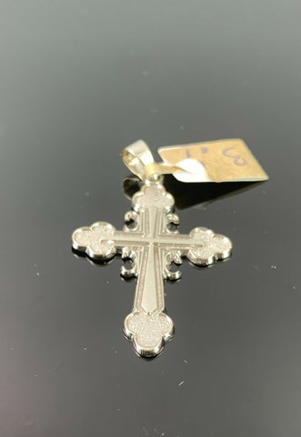10k Pendant Solid Gold Elegant Simple Cross With Diamond Cutting Design P951 - Royal Dubai Jewellers