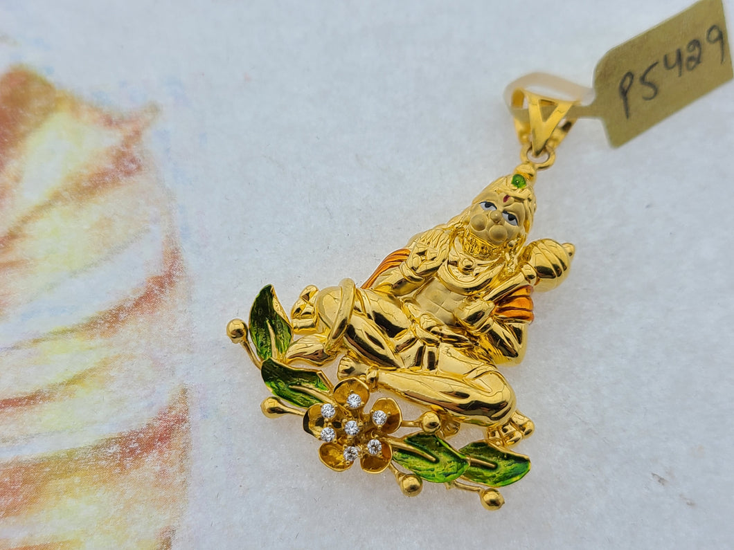 22K Solid Gold Bajrangbali Pendant P5429 - Royal Dubai Jewellers
