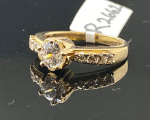 22k Solid Gold Ladies Ring Signity Stone Zirconia Resizable r2662 - Royal Dubai Jewellers