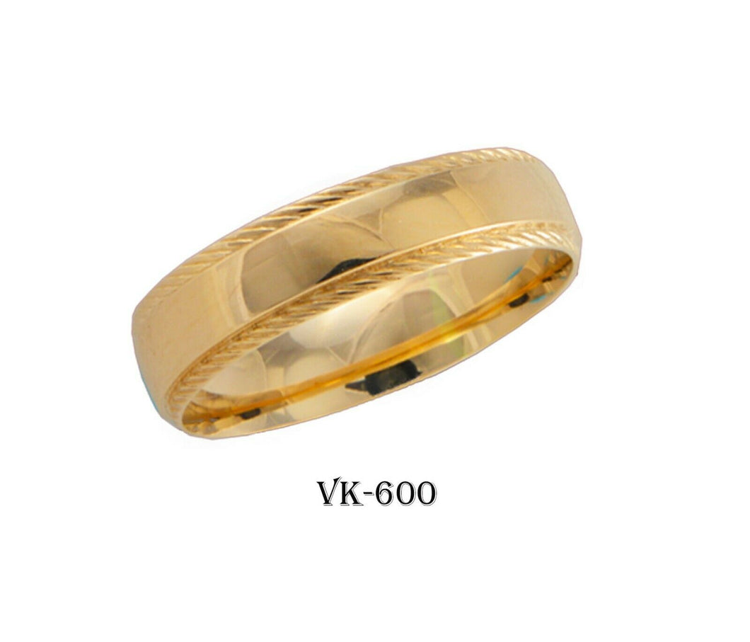 18k Solid Gold Elegant Ladies Modern Shiny Finished Flat Band 5mm Ring VK600v(Y) - Royal Dubai Jewellers