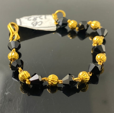 22k Solid Gold Simple Black Onyx Kids Bracelet cb1282 - Royal Dubai Jewellers