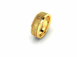 22k Ring Solid Yellow Gold Ladies Jewelry Modern Infinity Loop Pattern CGR14 - Royal Dubai Jewellers