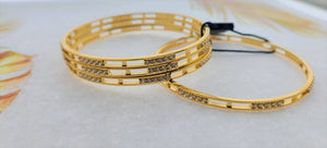 22k Solid Gold Elegant Minimalist Bangle with stones fdbg069 - Royal Dubai Jewellers