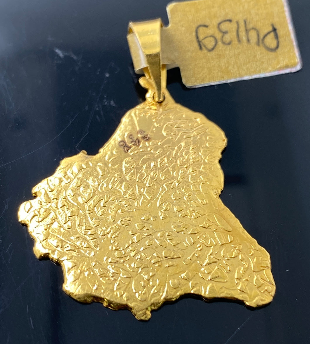 22k Solid Gold Simple Map Of Punjab Pendant p4139 - Royal Dubai Jewellers