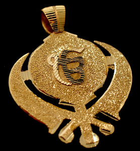 22k 22ct Solid Gold Sikh Religious EK ONKAR+KHANDA pendant Modern Design p1347 - Royal Dubai Jewellers