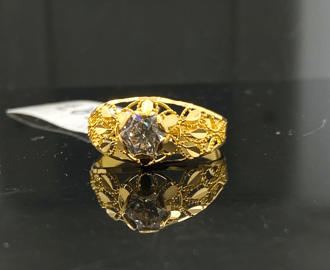 22K Solid Gold Ring With Geometrical Style R5600 - Royal Dubai Jewellers