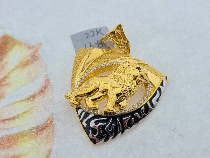 22K Solid Gold Lion Pendant P5443 - Royal Dubai Jewellers