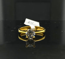 22K Solid Gold Simple Ring With A Stud R5560 - Royal Dubai Jewellers