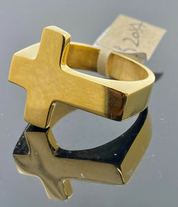 22k Ring Solid Gold ELEGANT Simple Cross Design Men Band r2087zz - Royal Dubai Jewellers