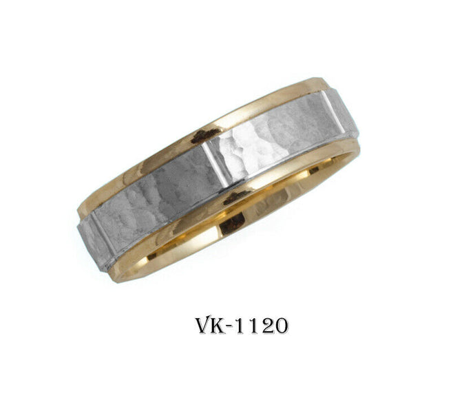 18k Solid Gold Elegant Ladies Modern Shiny Hammered Flat Band 6MM Ring VK1120v - Royal Dubai Jewellers