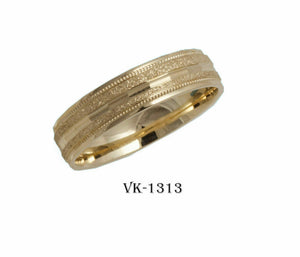 18k Solid Gold Elegant Ladies Modern Sandstone Finish Flat Band 5mm Ring VK1313v - Royal Dubai Jewellers
