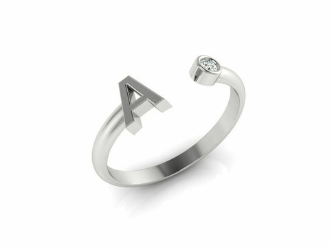 18k Ring Sold White Gold Ladies Jewelry Simple A Letter Design CGR47W - Royal Dubai Jewellers