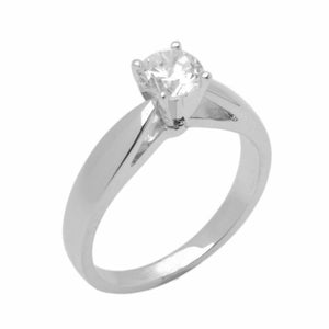 18k Solid Gold Elegant ladies Modern Tapered Round Solitaire Ring D2104v - Royal Dubai Jewellers