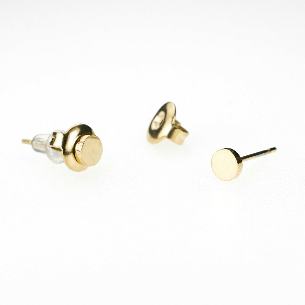 Solid Gold Ladies Jewelry Modern Simple Flat Ring Shape Studs Design SE10 - Royal Dubai Jewellers