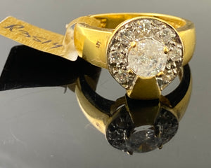 22k Solid Gold Ladies Designer Round Zircon Solitaire Ring R3514 - Royal Dubai Jewellers