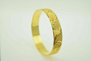 CUSTOM Handmade 22K SOLID yellow GOLD BANGLE BRACELET Cuff Diamond Cut - Royal Dubai Jewellers