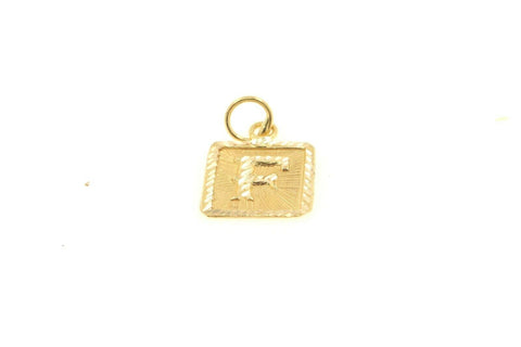 22k 22ct Solid Gold Charm Letter F Pendant Square Design p1108 ns - Royal Dubai Jewellers