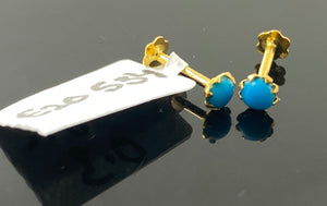 18K Solid Gold Studs With Stones E20534 - Royal Dubai Jewellers