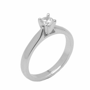 14k Solid Gold Elegant ladies Modern Tapered Round Solitaire Ring D2026v - Royal Dubai Jewellers