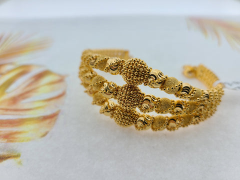 22K Solid Gold Diamond Cut Open Cuff Bracelets BR6275 - Royal Dubai Jewellers