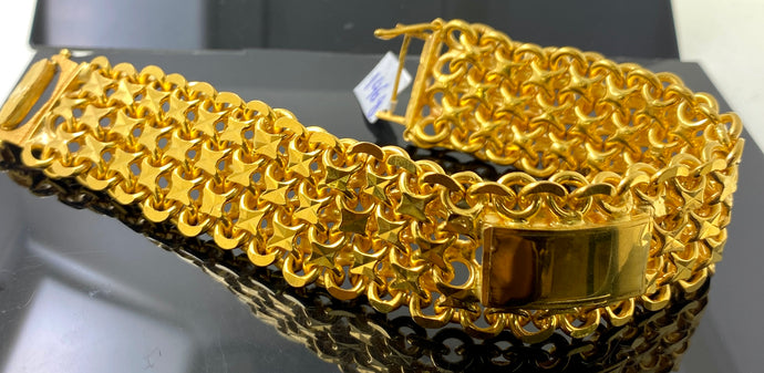 22k Solid Gold Exquisite Men Interconnect Rings Bracelet b7491 - Royal Dubai Jewellers