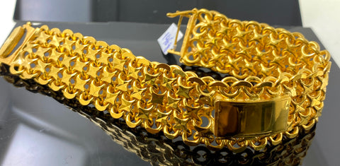 22k Solid Gold Exquisite Men Interconnect Rings Bracelet b7491 - Royal Dubai Jewellers