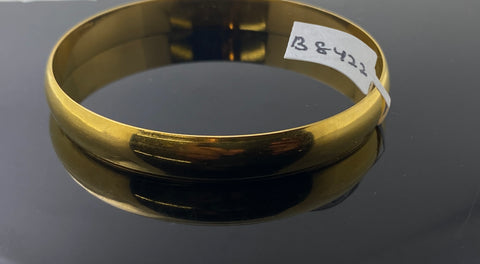 22k Solid Gold Simple High Polished Half Round Bangle b8422 - Royal Dubai Jewellers