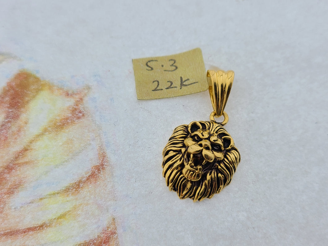 22K Solid Gold Lion Pendant P5346 - Royal Dubai Jewellers