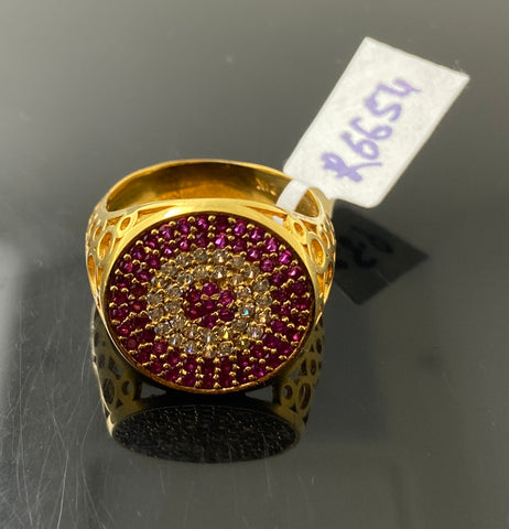 21K Solid Gold Zircon Ring R6654 - Royal Dubai Jewellers