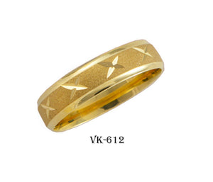 14k Solid Gold Elegant Ladies Modern Machine Finish Flat Band 5mm Ring VK612v(Y) - Royal Dubai Jewellers
