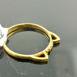 22k Ring Solid Gold ELEGANT Charm Teen Cute Cat Band SIZE 7.5 "RESIZABLE" r2149 - Royal Dubai Jewellers