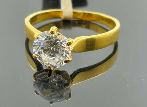 22k Ring Solid Gold ELEGANT Simple Solitaire Design Ladies Band r2107z - Royal Dubai Jewellers