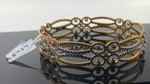 22k Solid Gold Elegant Two Tone Geometric Bangle b8434 - Royal Dubai Jewellers