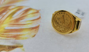 21K Solid Gold Turkish Coin Ring R8008 - Royal Dubai Jewellers