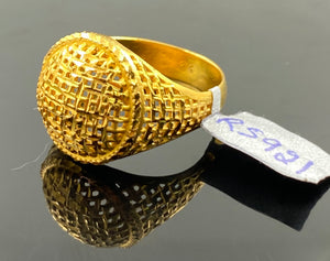 22k Solid Gold Men's Diamond Cut Designer Net Round Ring R5921 - Royal Dubai Jewellers