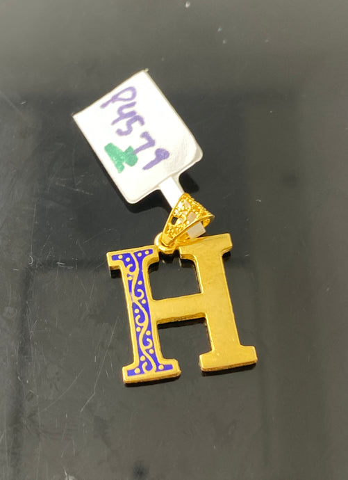22K Solid Gold Letter H Pendant P4579z - Royal Dubai Jewellers