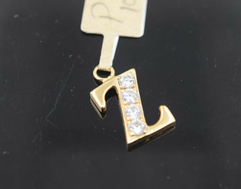 22k Pendant Solid Gold Simple Z Shape Letter Z With Stones Design P1073 - Royal Dubai Jewellers