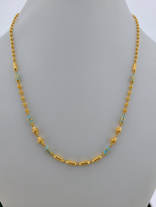 22K Solid Gold Chain With Diamond Cut Beads C4418 - Royal Dubai Jewellers