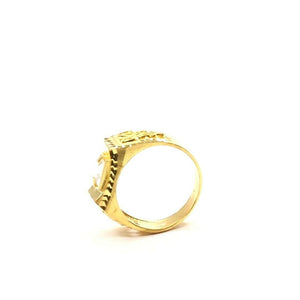 22k Ring Solid Gold Elegant Square Filigree with Stone Men Ring Size R2033 mon - Royal Dubai Jewellers