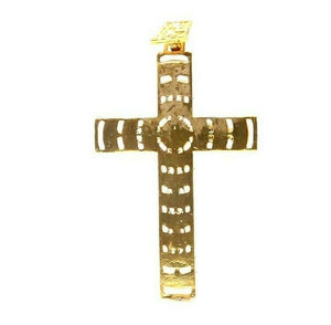 22k 22ct Solid Gold ELEGANT Simple Diamond Cut Religious Cross Pendant P2009 - Royal Dubai Jewellers
