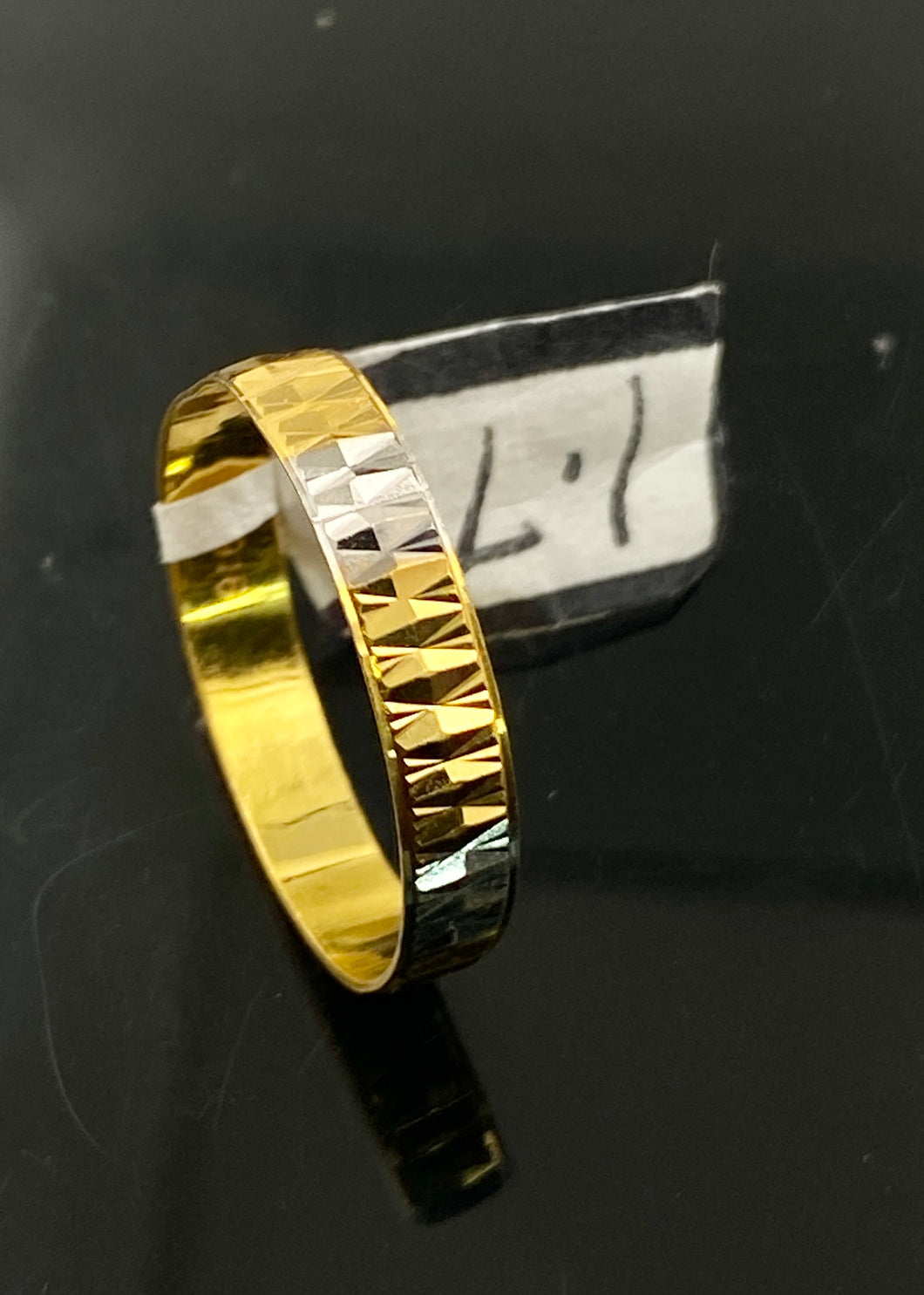 22k Solid Gold Simple Two Tone Band r3437z - Royal Dubai Jewellers