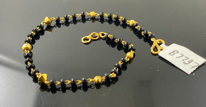 22K Solid Gold Bracelet With Black Beads B7797 - Royal Dubai Jewellers