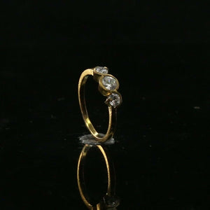 22k Ring Solid Gold ELEGANT Charm Triple Stone Band SIZE 6.5 "RESIZABLE" r2303 - Royal Dubai Jewellers