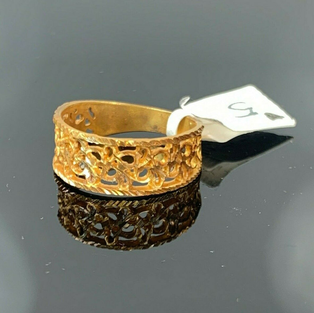 22k Ring Solid Gold ELEGANT Charm Ladies Floral Band SIZE 7 