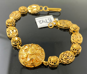 21k Solid Gold Elegant Ladies Floral Bracelet b742 - Royal Dubai Jewellers