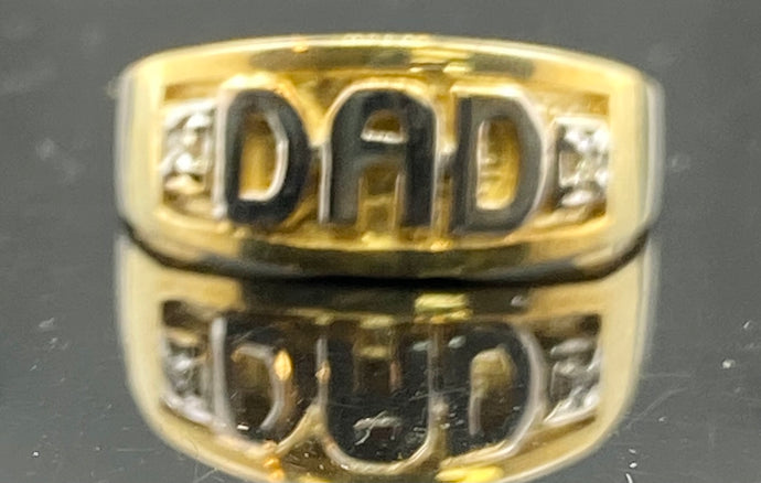 10 Ring Solid Gold Two tone Custom Made DAD Design With Signity Stones R2850 - Royal Dubai Jewellers
