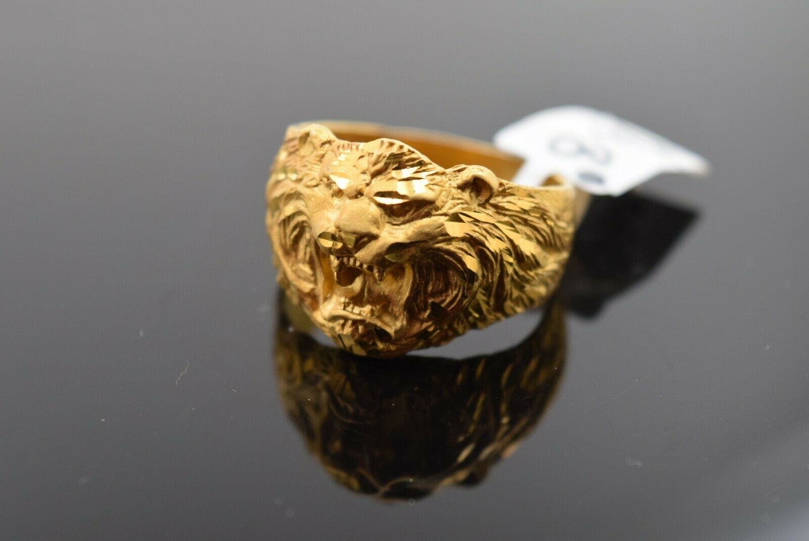 14k Yellow Gold Enamel Tiger Diamond Men's Ring 1.50ct - Etsy