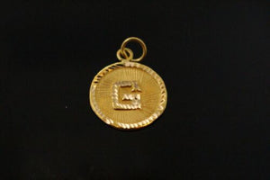 22k 22ct Solid Gold Charm Letter G Pendant Round Design p1082 ns - Royal Dubai Jewellers